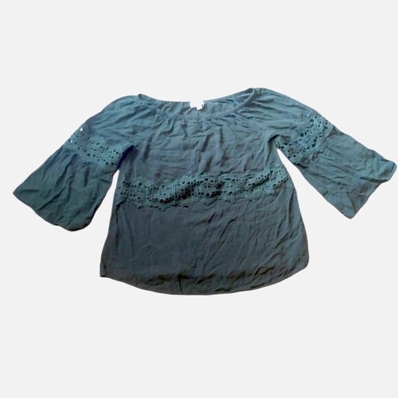 Umgee Green Lace Boho Blouse Size Small - Picture 1 of 6